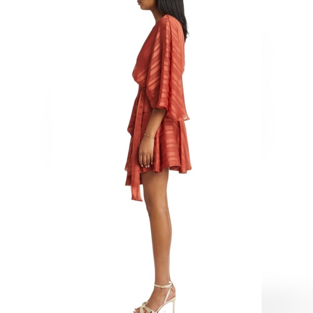 NWOT BTFL-Life Vonda Stripe Jacquard Long Sleeve Satin Mini dress - Picture 4 of 6